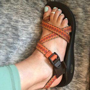 Orange and Brown Chaco Z/Cloud Sandals